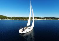 sailing yacht sailboat blue sky sea bay croatia sails